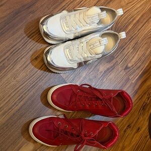 DKNY Red and Silver Casual Sneakers